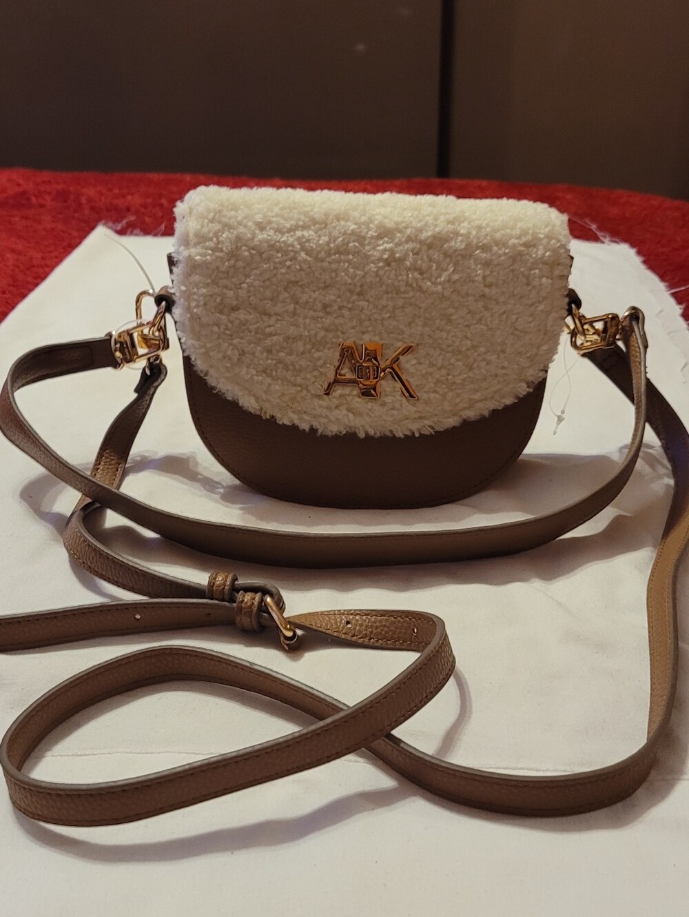 ann klein brown shoulder crossbody bag